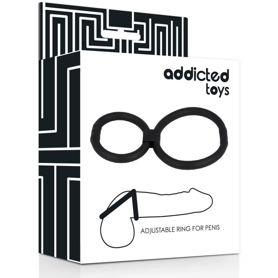 Nastavljiv obroček za penis in moda Addicted Toys, črna