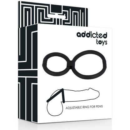 Nastavljiv obroček za penis in moda Addicted Toys, črna