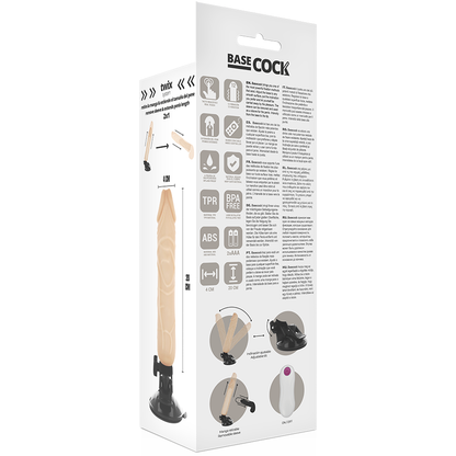 BASECOCK - REALISTIČNI VIBRATOR NA DALJINSKI UPRAVLJALNIK MESO 20 CM -O- 4 CM