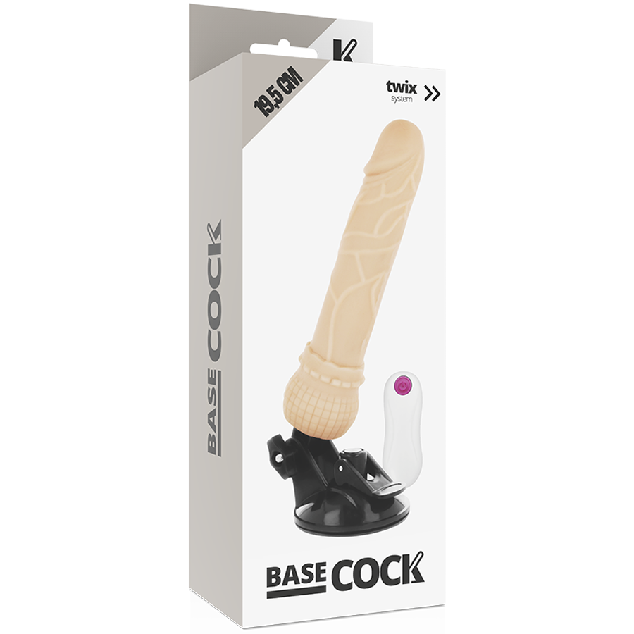 BASECOCK - REALISTIČNI VIBRATOR NA DALJINSKO UPRAVLJANJE MESO 19,5 CM -O- 4 CM