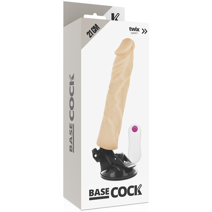 BASECOCK - REALISTIČNI VIBRATOR NA DALJINSKI UPRAVLJALNIK MESO 21 CM -O- 4 CM