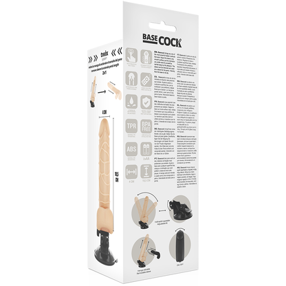BASECOCK - REALISTIČNI VIBRATOR NA DALJINSKI UPRAVLJALNIK MESO 18,5 CM -O- 4CM