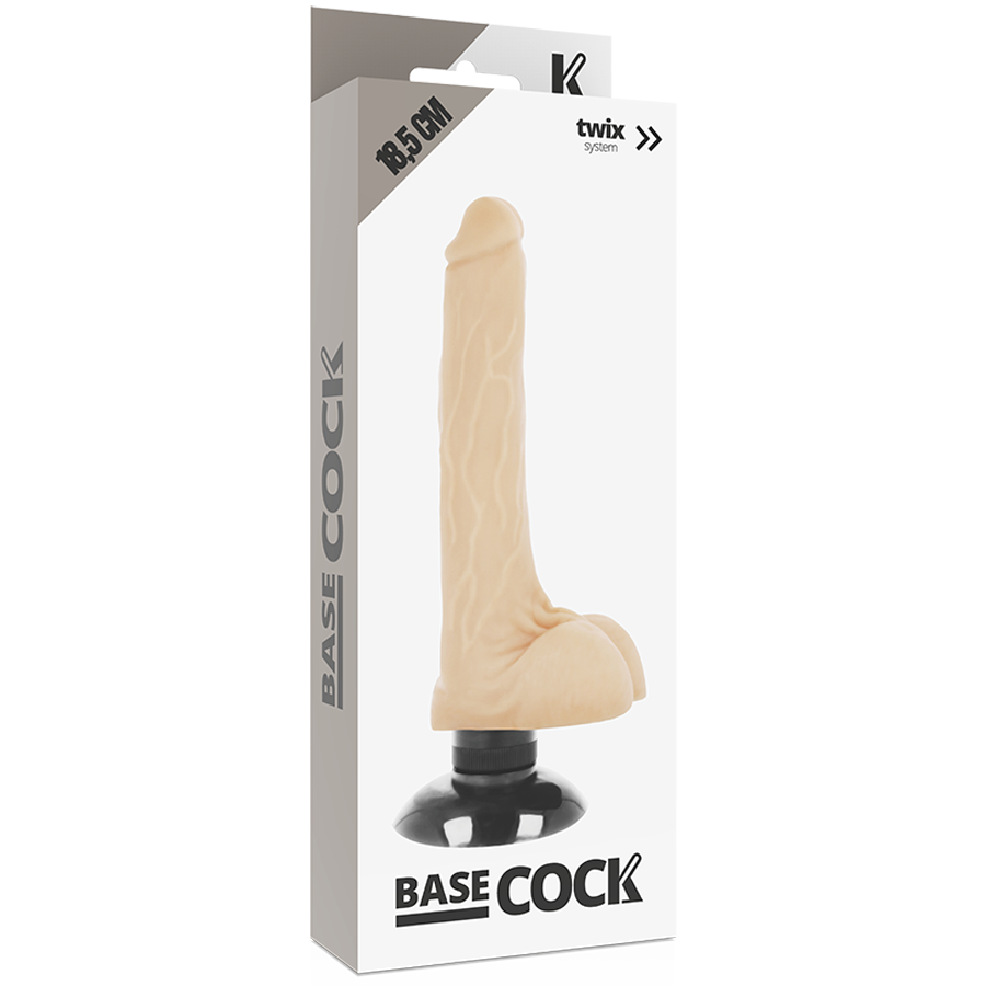 BASECOCK - REALISTIČNI VIBRATOR 2-1 MESO 18,5 CM -O- 4 CM
