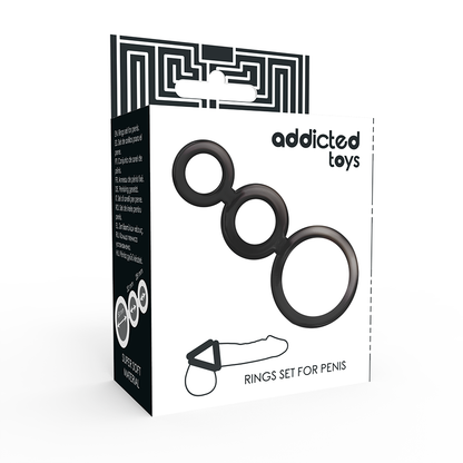 Komplet obročkov za penis Addicted Toys - Rings Set, siva
