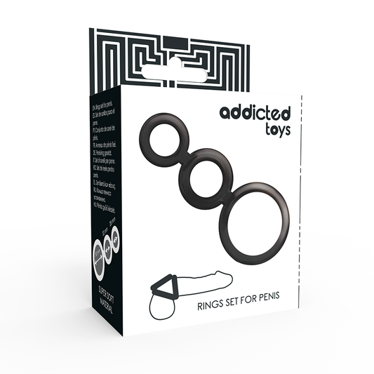 Komplet obročkov za penis Addicted Toys - Rings Set, siva