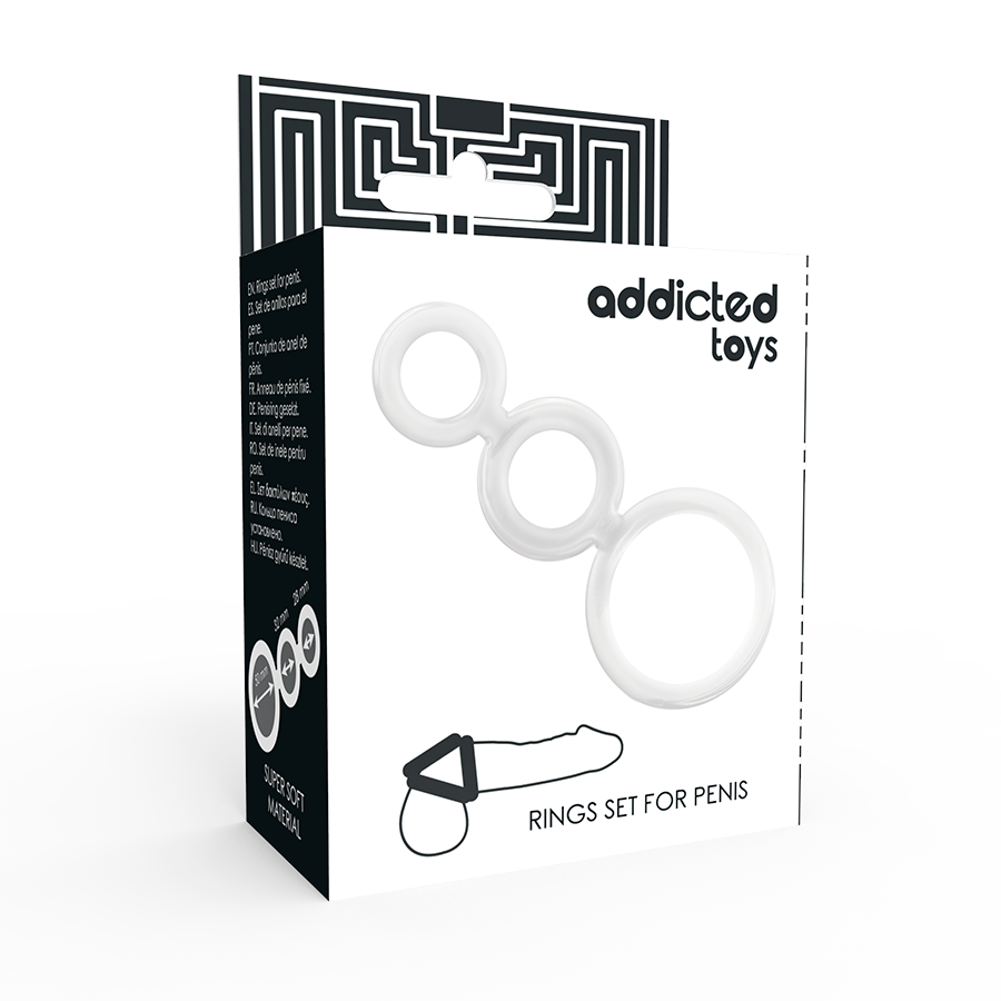 Komplet obročkov za penis Addicted Toys - Rings Set, prozorna