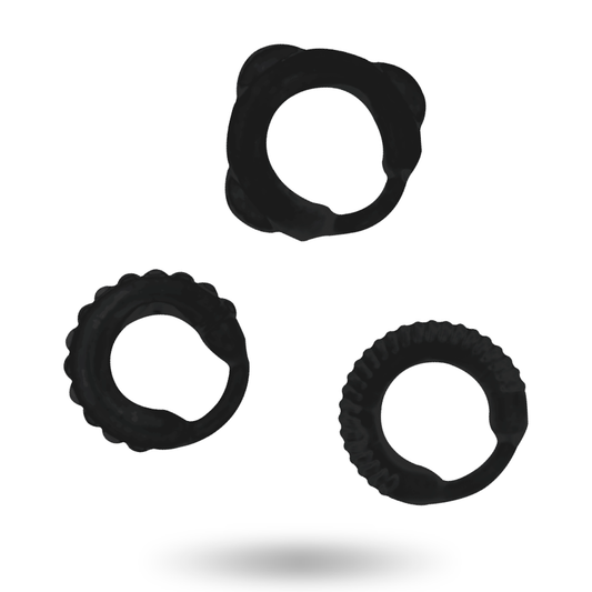 Set obročkov za penis Addicted Toys - C-Rings, black