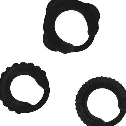 Set obročkov za penis Addicted Toys - C-Rings, black