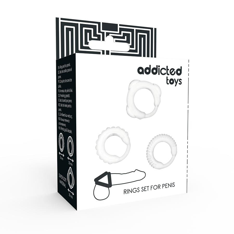 Set obročkov za penis Addicted Toys - C-Rings, prozorna
