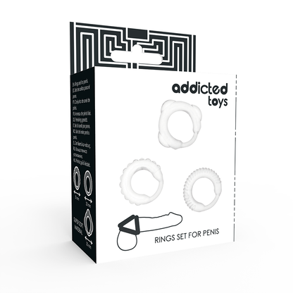 Set obročkov za penis Addicted Toys - C-Rings, prozorna