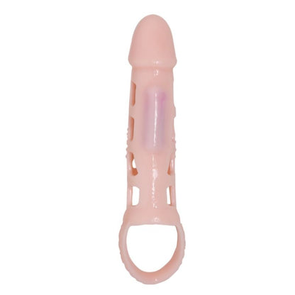 BAILE - PODALJŠEK ZA PENIS Z VIBRACIJAMI IN NARAVNIM TRAKOM 13,5 CM