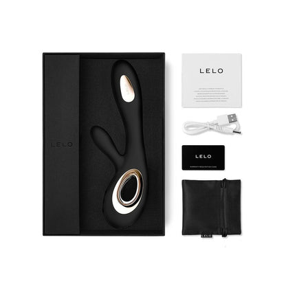 LELO - SORAYA VIBRATOR Z VALOVI ZAJČEK ČRNA