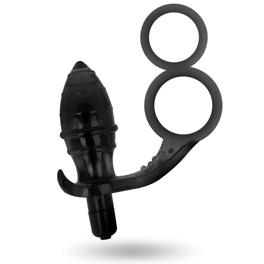 Analni čep z dvojnim obročkom za penis Addicted Toys 1