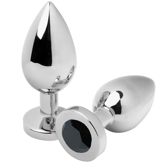 Analni čep s črnim kristalom Metal Hard M, 7.6 cm
