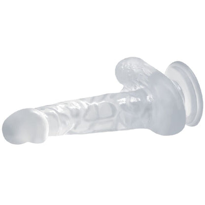 BAILE - REALISTIČEN DILDO S PRISESKOM IN TESTISI 16,7 CM PROZOREN