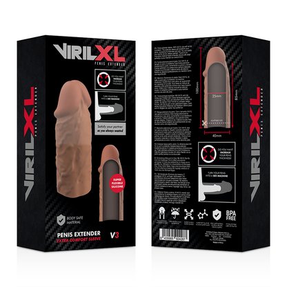 VIRILXL - TEKOČI SILIKON V3 RJAVI PODALJŠEK PENISA