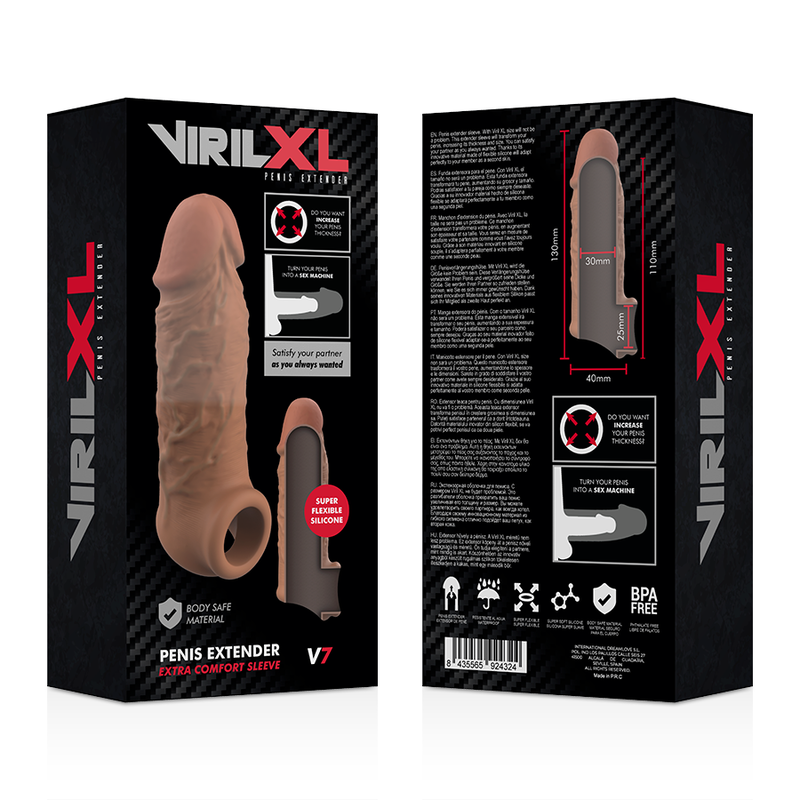 VIRILXL - TEKOČI SILIKON V7 RJAVI PODALJŠEK PENISA
