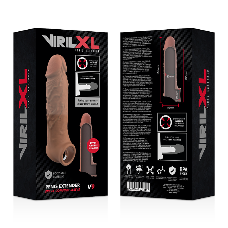 VIRILXL - TEKOČI SILIKON V9 RJAVI PODALJŠEK PENISA