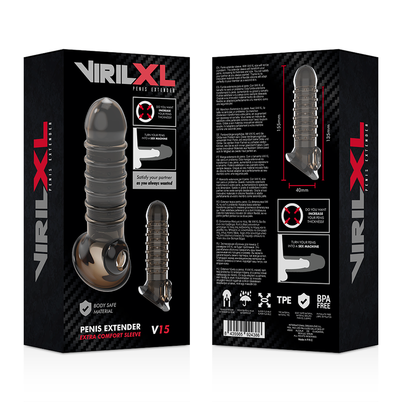 VIRILXL - PODALJŠEK IN OVOJ ZA PENIS V15 BLACK
