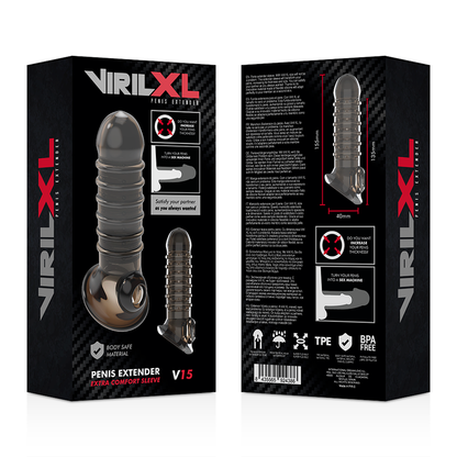 VIRILXL - PODALJŠEK IN OVOJ ZA PENIS V15 BLACK