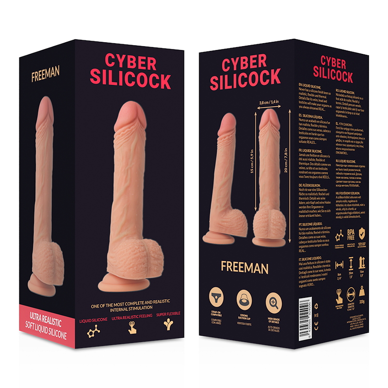 CYBER SILICOCK - FREEMAN ULTRA REALISTIČEN MEHAK TEKOČI SILIKON 20 CM -O- 3,8 CM