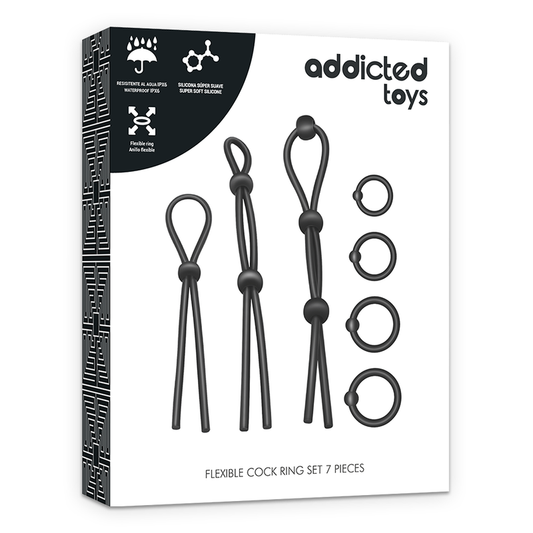 Komplet nastavljivih obročkov za penis Addicted Toys, 7 kos
