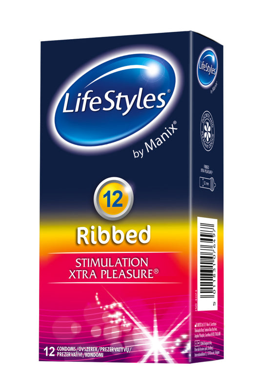 Kondomi LifeStyles - Ribbed, 12 kos