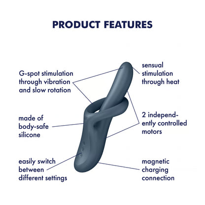 Zajčji vibrator Satisfyer - Heat Flex 4, siva